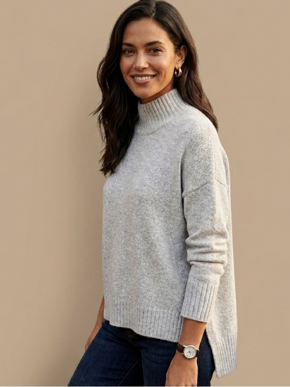 Treasure & Bond Light Gray Turtleneck Sweater Size Large